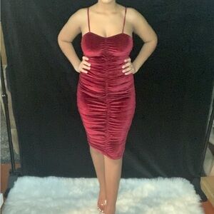 Red Velvet Midi Dress